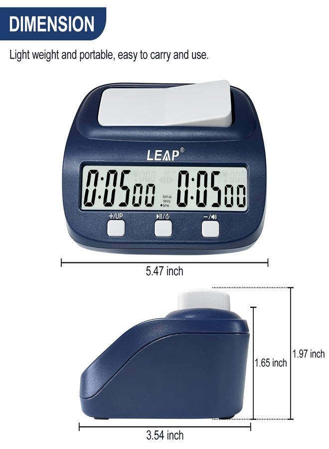 LEAP Digital Chess Timer - Professional with Time Bonus and Delay Features, Great for Chess I-Go, Navy - Image 4